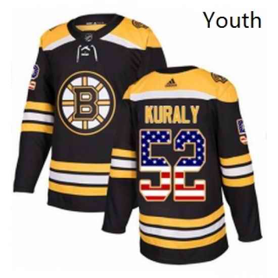 Youth Adidas Boston Bruins 52 Sean Kuraly Authentic Black USA Flag Fashion NHL Jersey